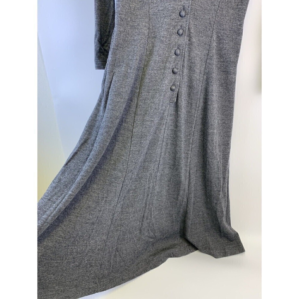 BOGO Anteprima Long Sleeve Flare Midi Dress Gray Wool Blend Buttons Womens Small - Picture 4 of 14